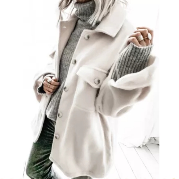 π₯HPπ₯π1 XL left New boutique white baggy shacket - Picture 13 of 17